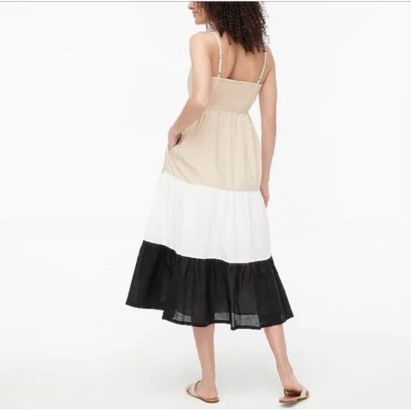 J.Crew Factory Square Neck Tiered
Dress 10 Women's Neutral
Colorblock - Picture 2 of 7